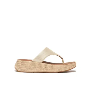 Womens Fitflop Shoes Fitflop F-Mode Espadrille Glitz-Canvas Flatform Toe-Thongs Ivory