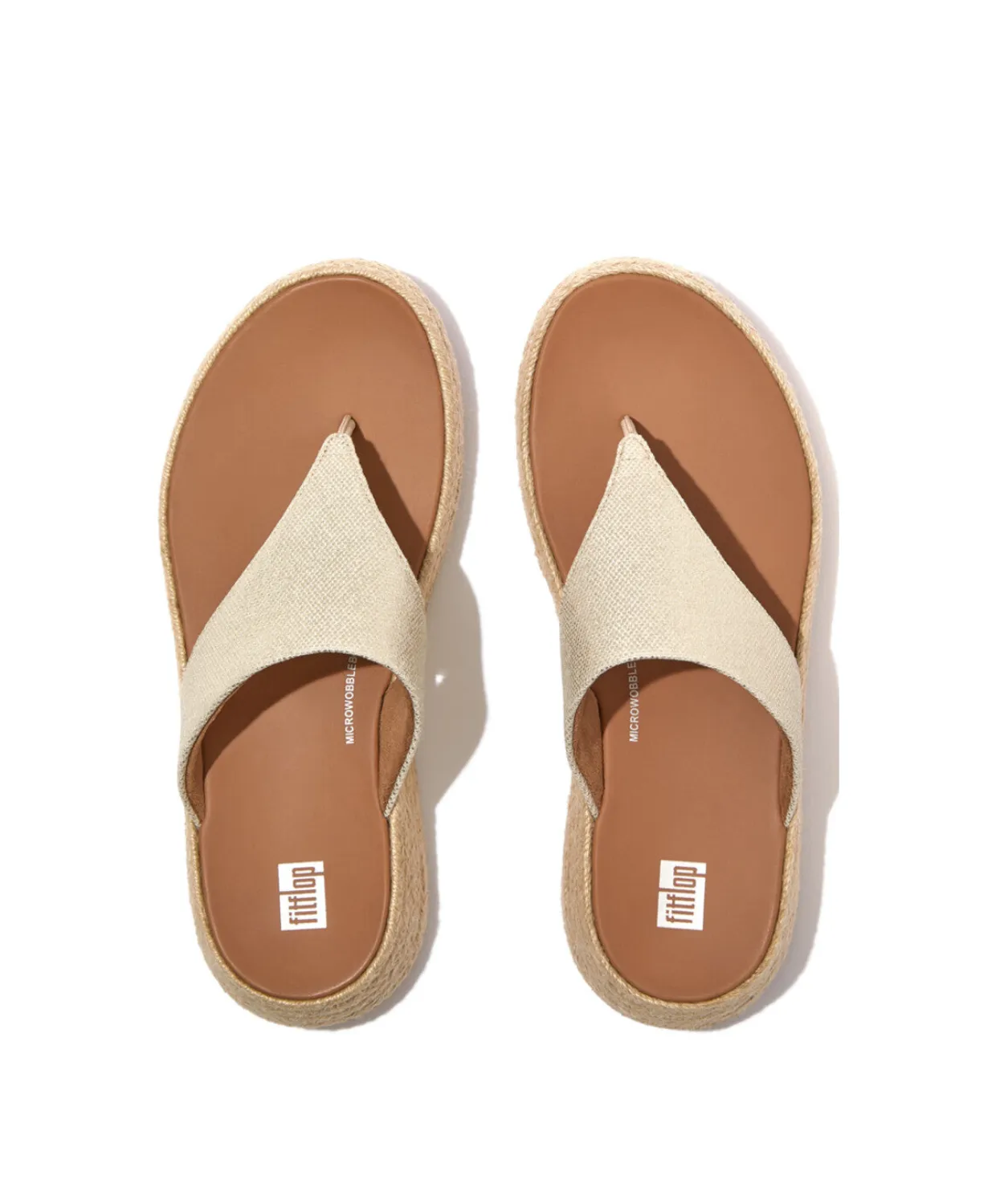 Womens Fitflop Shoes Fitflop F-Mode Espadrille Glitz-Canvas Flatform Toe-Thongs Ivory