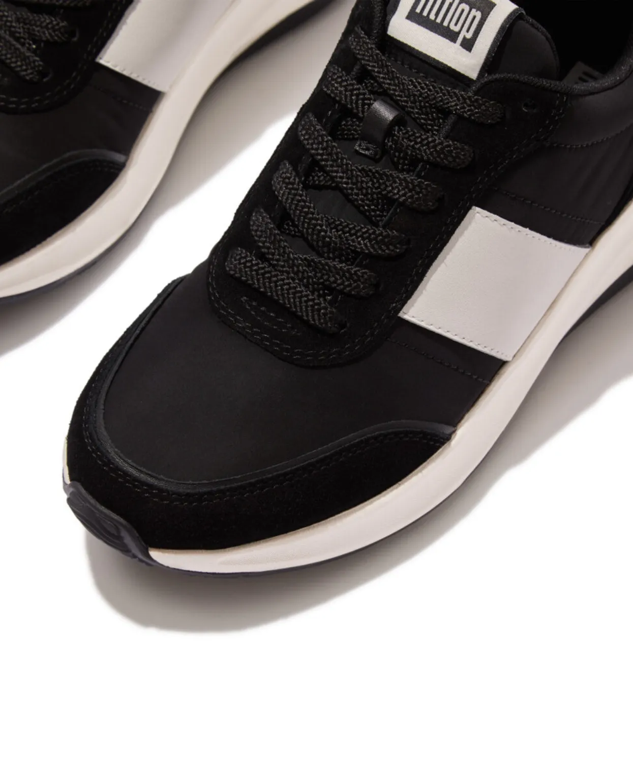 Womens Fitflop Shoes FitFlop F-Mode Flow Fabric/Suede/Leather Flatform Sneaker Black