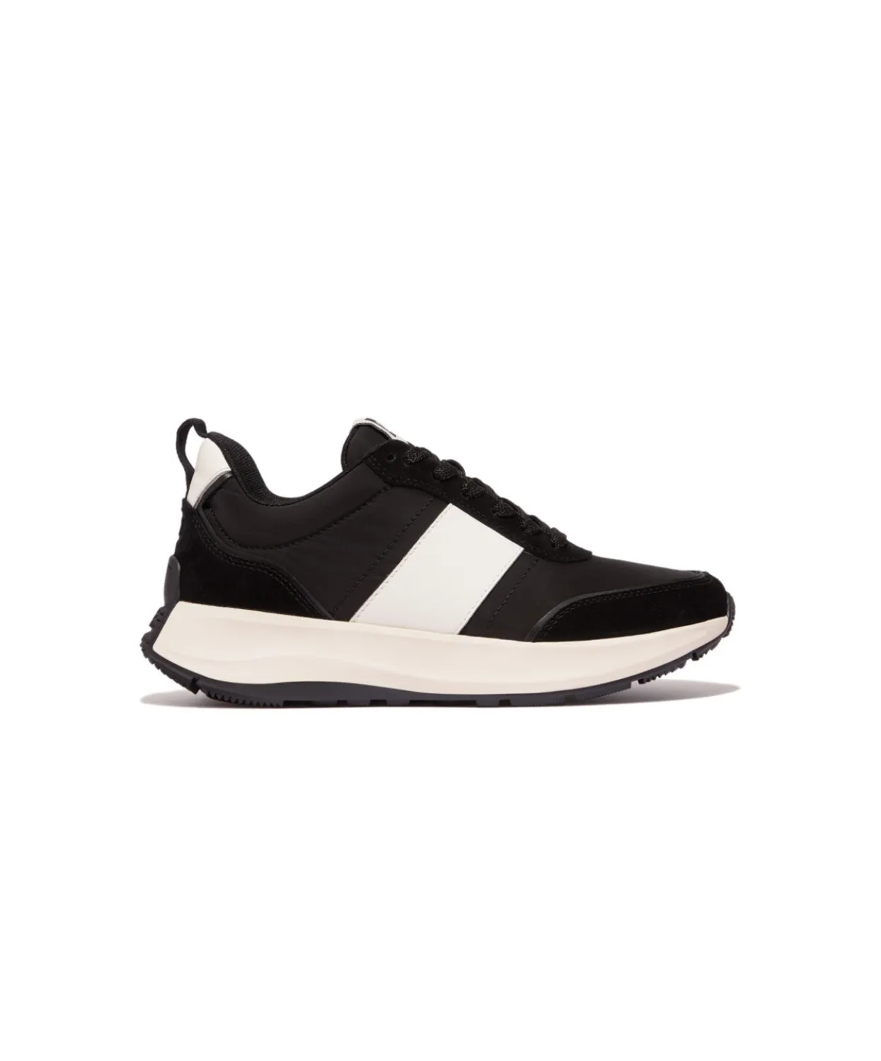 Womens Fitflop Shoes FitFlop F-Mode Flow Fabric/Suede/Leather Flatform Sneaker Black