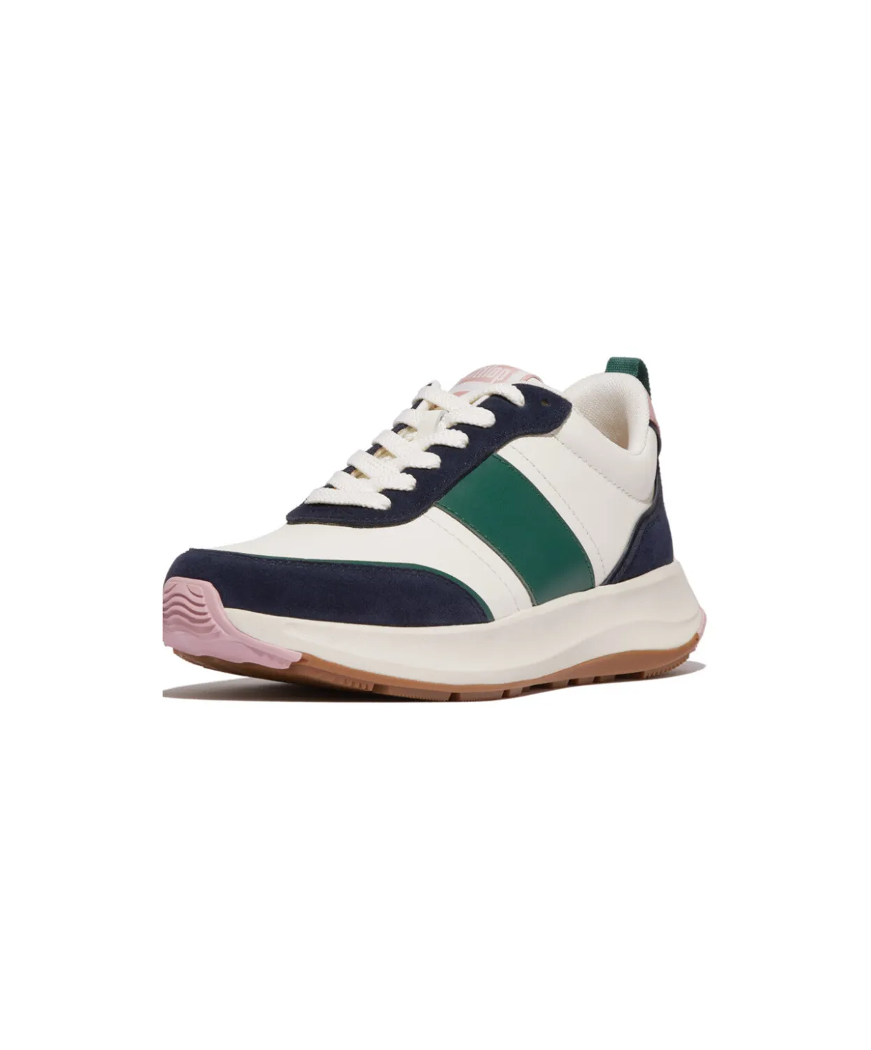 Womens Fitflop Shoes FitFlop F-Mode Flow Leather/Suede Flatform Sneaker Midnight Navy Mix