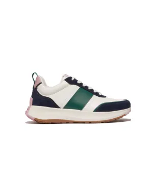 Womens Fitflop Shoes FitFlop F-Mode Flow Leather/Suede Flatform Sneaker Midnight Navy Mix