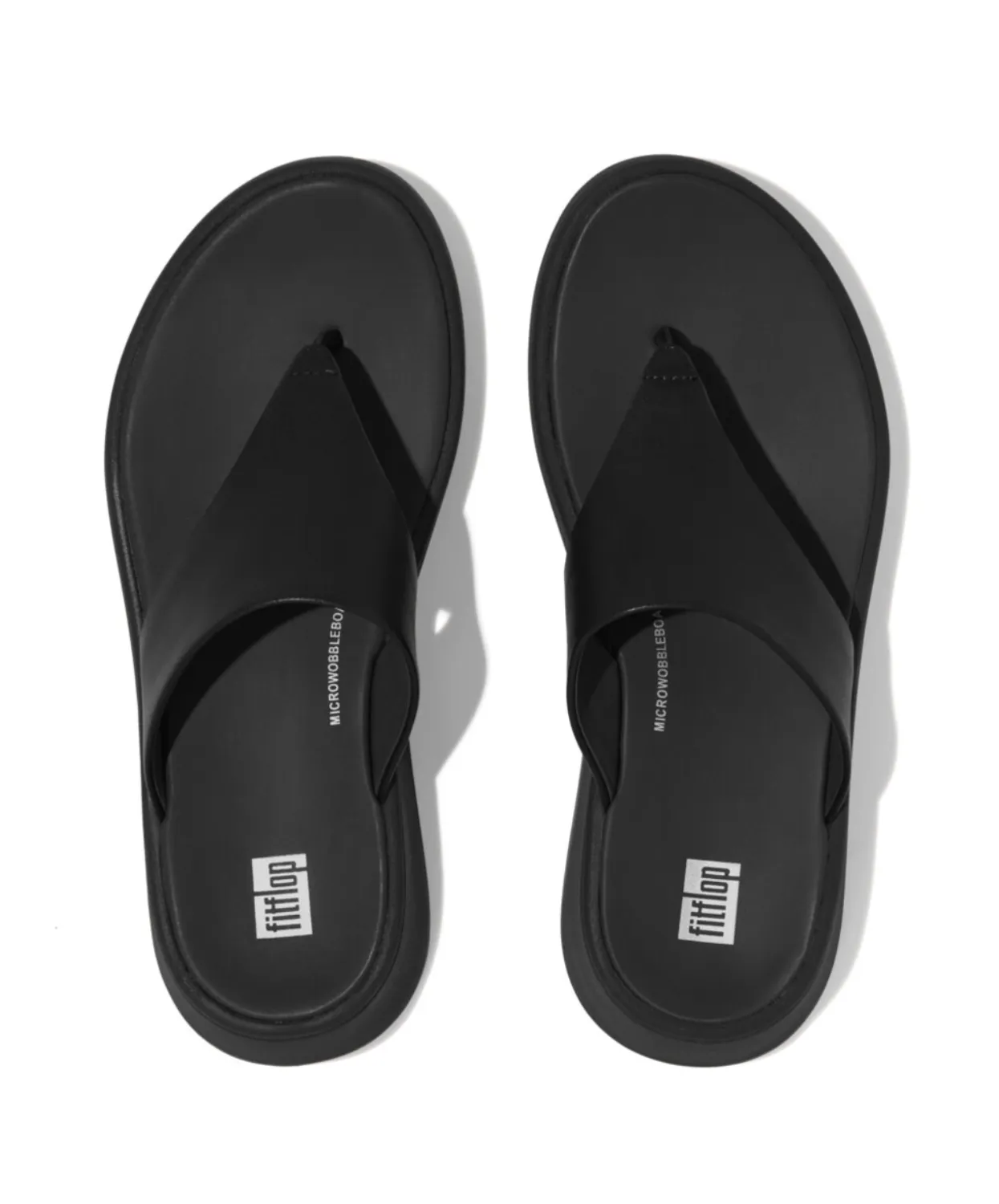 Womens Fitflop Shoes FitFlop F-mode Leather Flatform Black Toe Post Sandals V2