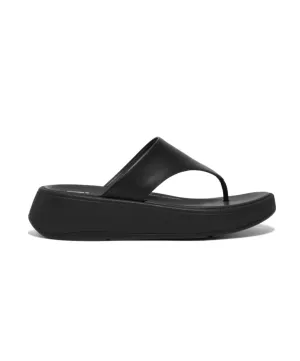 Womens Fitflop Shoes FitFlop F-mode Leather Flatform Black Toe Post Sandals V2