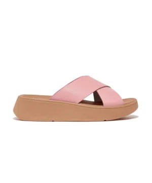 Womens Fitflop Shoes FitFlop F-Mode Leather Flatform Cross Slide Blush