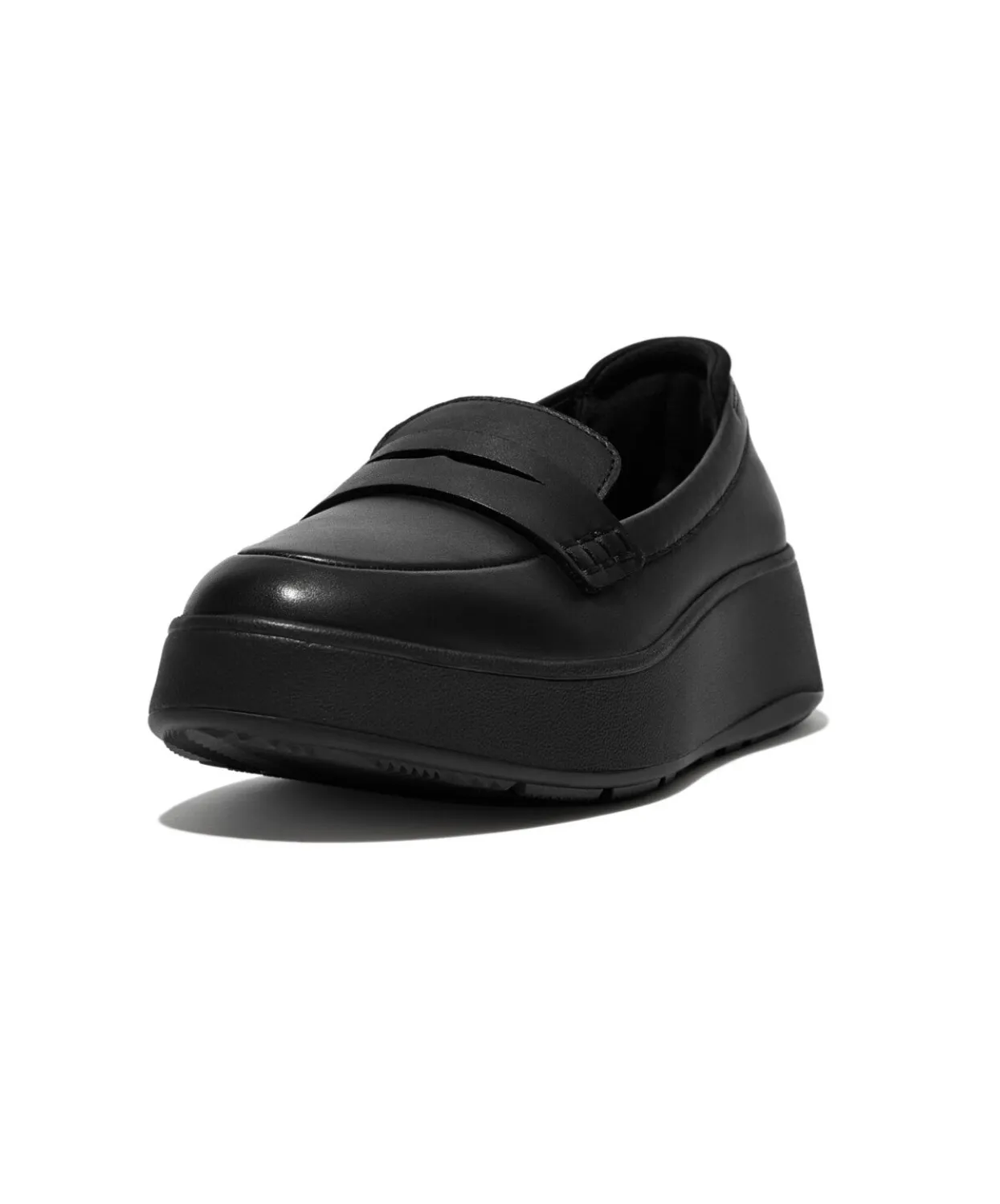 Womens Fitflop Shoes Fitflop F-Mode Leather Flatform Penny Loafers Black