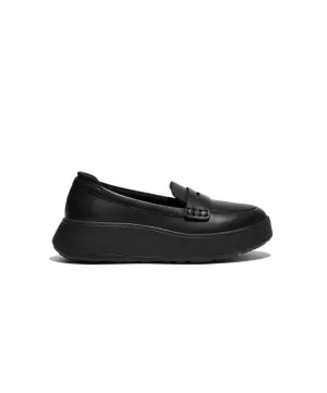 Womens Fitflop Shoes Fitflop F-Mode Leather Flatform Penny Loafers Black