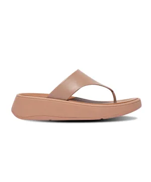 Womens Fitflop Shoes FitFlop F-Mode Leather Flatform Toe Post Sandals Beige
