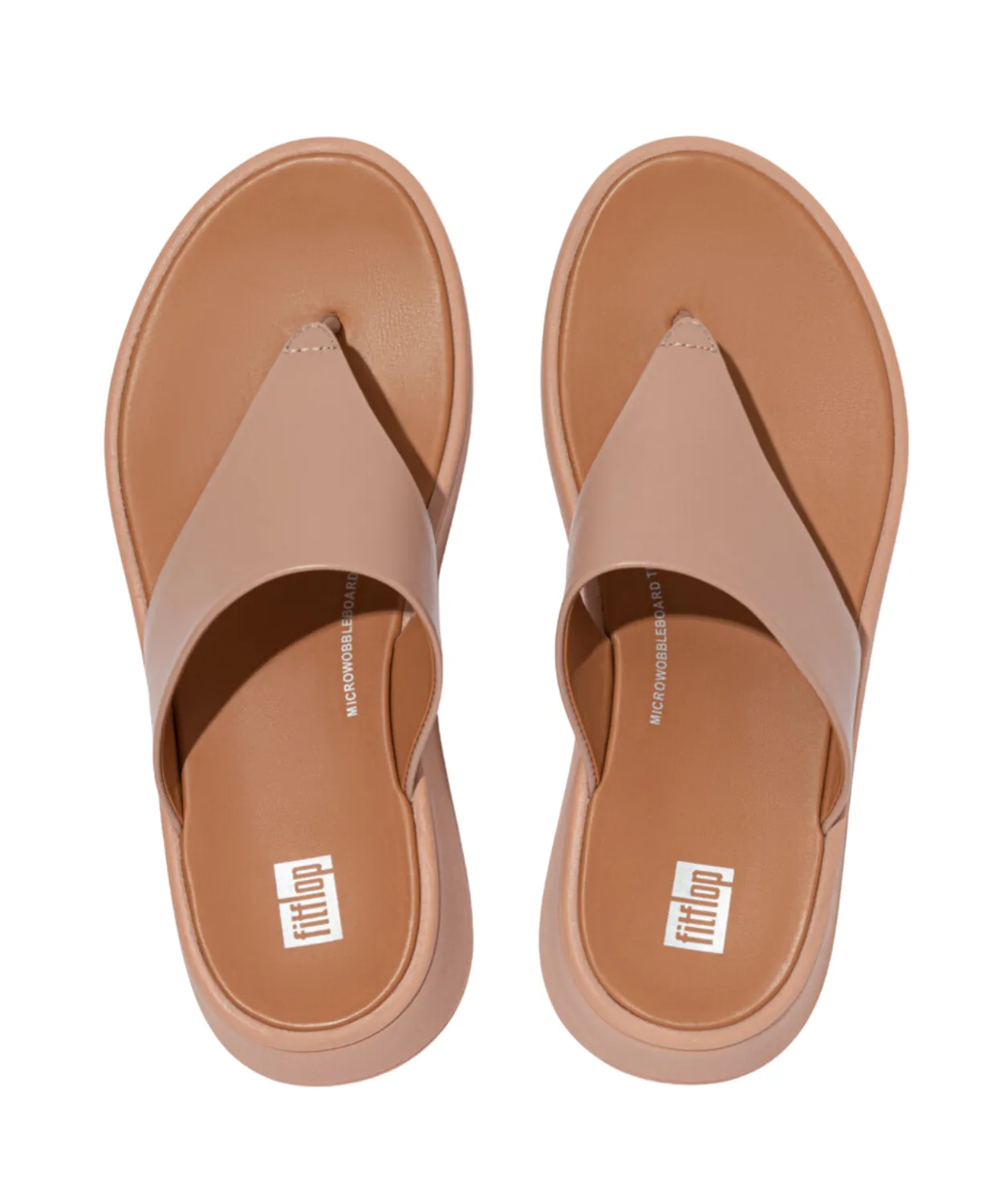 Womens Fitflop Shoes FitFlop F-Mode Leather Flatform Toe Post Sandals Beige
