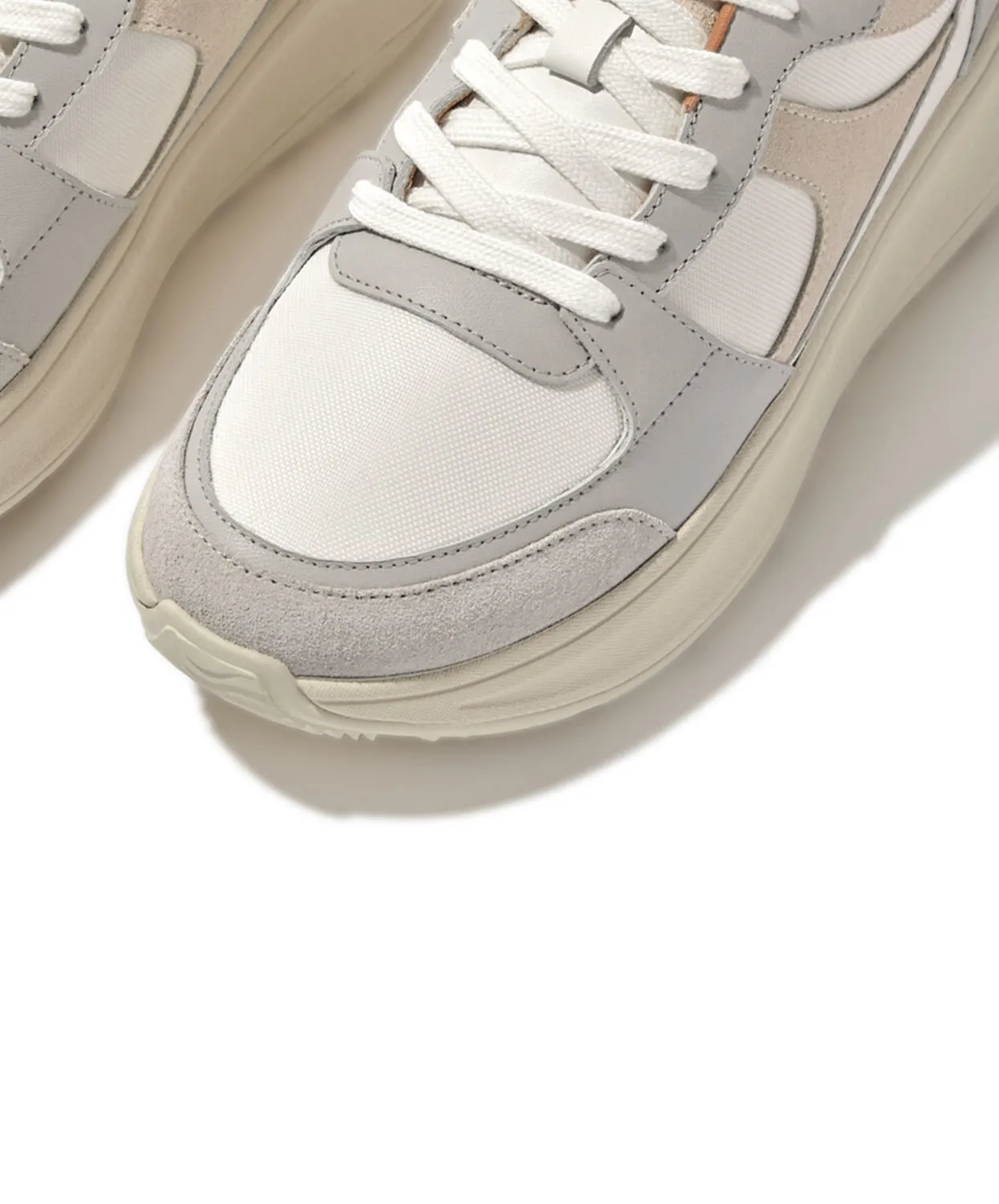 Womens Fitflop Shoes FitFlop F-mode Leather/Suede Flatform Sneakers Grey