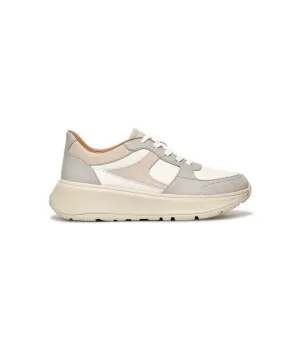 Womens Fitflop Shoes FitFlop F-mode Leather/Suede Flatform Sneakers Grey