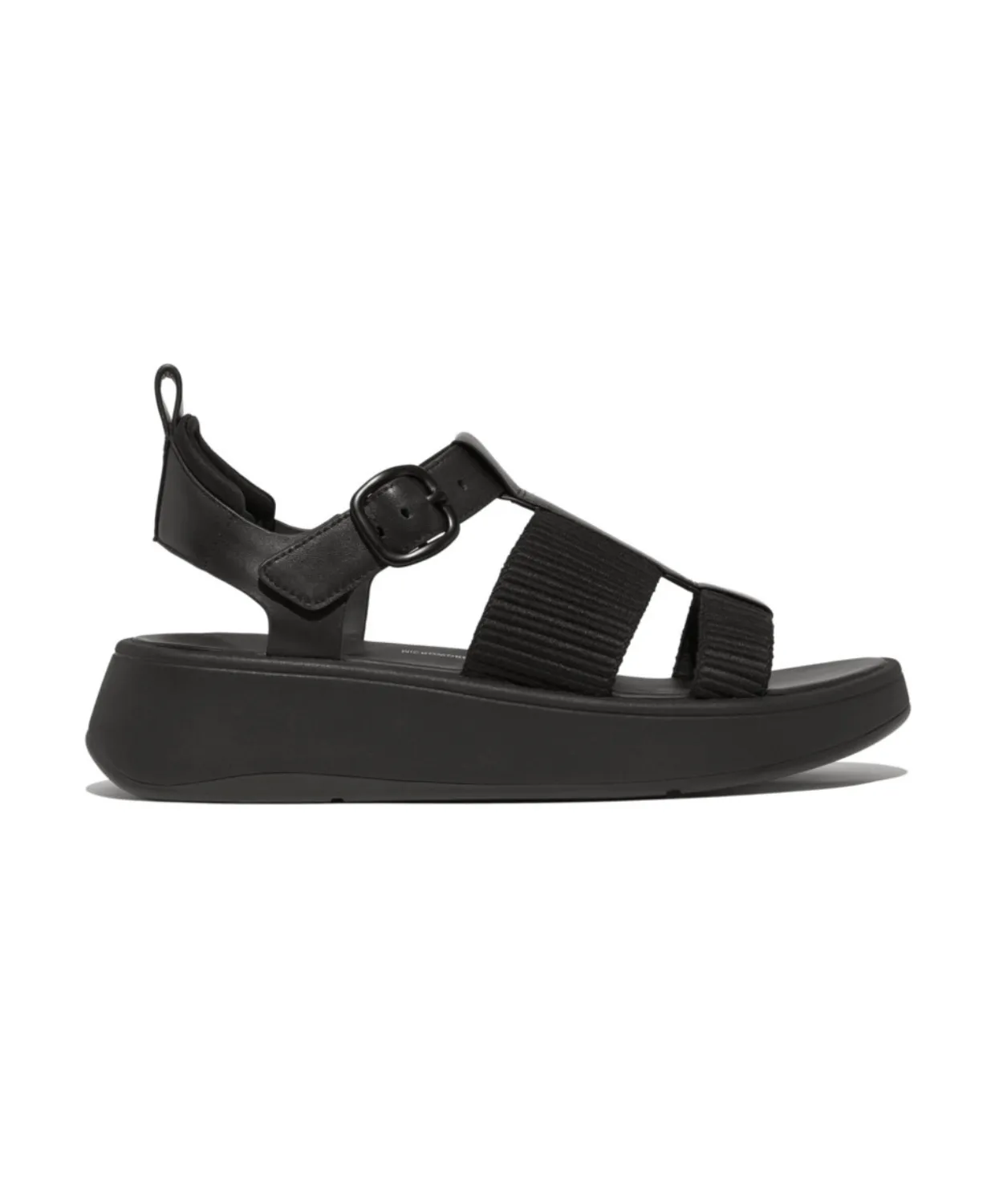 Womens Fitflop Shoes Fitflop F-Mode Leather/Webbing Flatform Fisherman Sandals Black