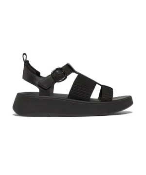 Womens Fitflop Shoes Fitflop F-Mode Leather/Webbing Flatform Fisherman Sandals Black