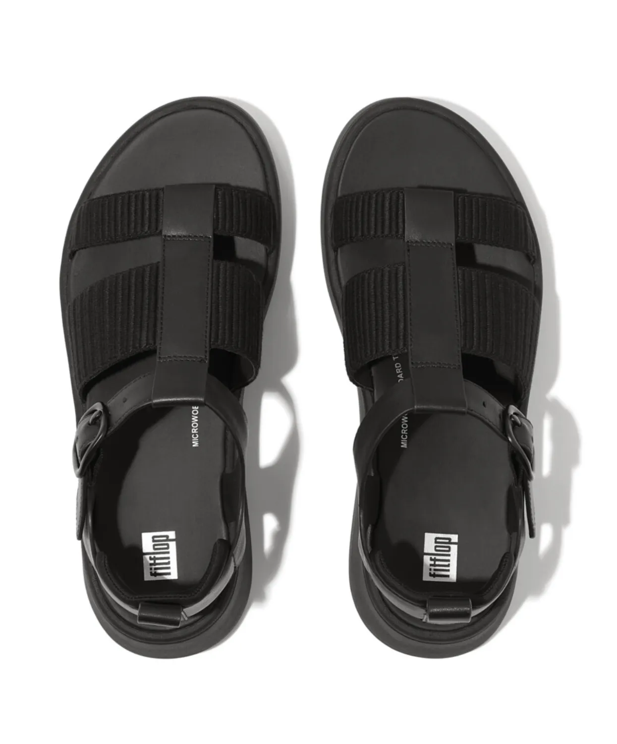 Womens Fitflop Shoes Fitflop F-Mode Leather/Webbing Flatform Fisherman Sandals Black