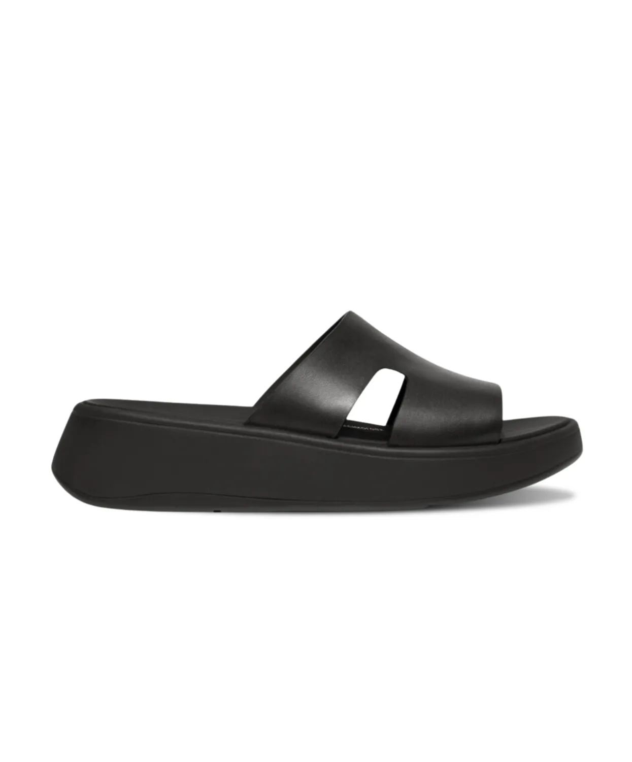 Womens Fitflop Shoes Fitflop F-Mode Raw Edge Flatform H-Bar Slides Black