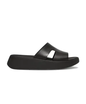 Womens Fitflop Shoes Fitflop F-Mode Raw Edge Flatform H-Bar Slides Black