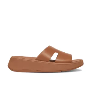 Womens Fitflop Shoes Fitflop F-Mode Raw Edge Flatform H-Bar Slides Light Tan