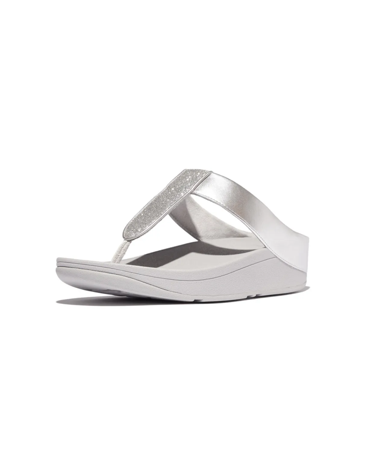 Womens Fitflop Shoes Fitflop Fino Glitterdust Metallic Toe Post Silver