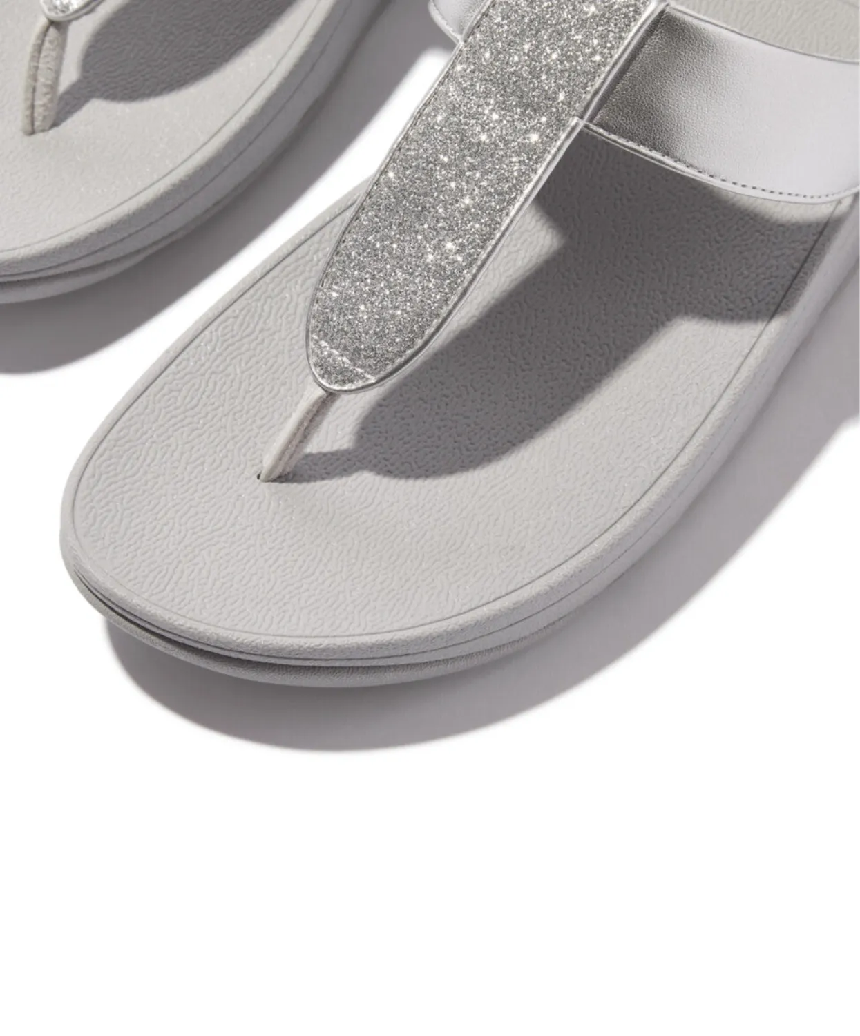 Womens Fitflop Shoes Fitflop Fino Glitterdust Metallic Toe Post Silver