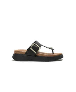 Womens Fitflop Shoes Fitflop Gen-FF Buckle Leather Toe Post Sandal Black