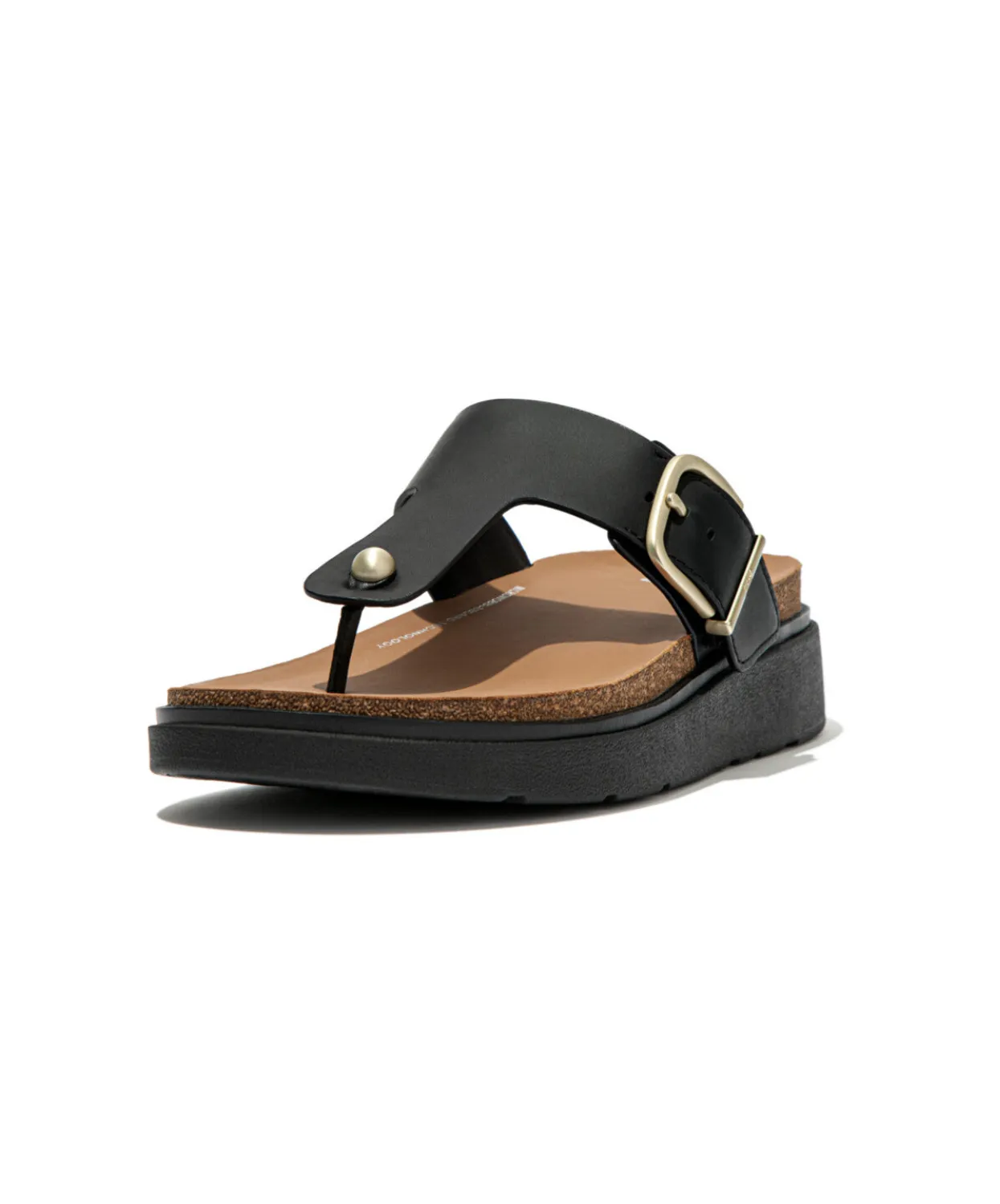 Womens Fitflop Shoes Fitflop Gen-FF Buckle Leather Toe Post Sandal Black