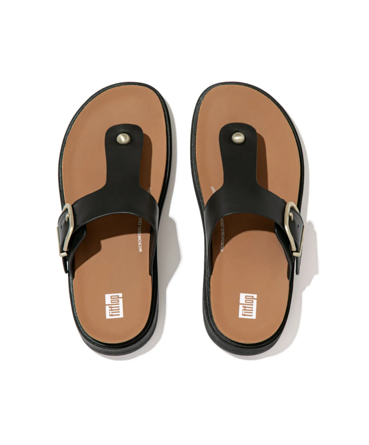 Womens Fitflop Shoes Fitflop Gen-FF Buckle Leather Toe Post Sandal Black