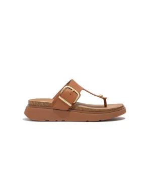 Womens Fitflop Shoes Fitflop Gen-FF Buckle Leather Toe Post Sandal Light Tan
