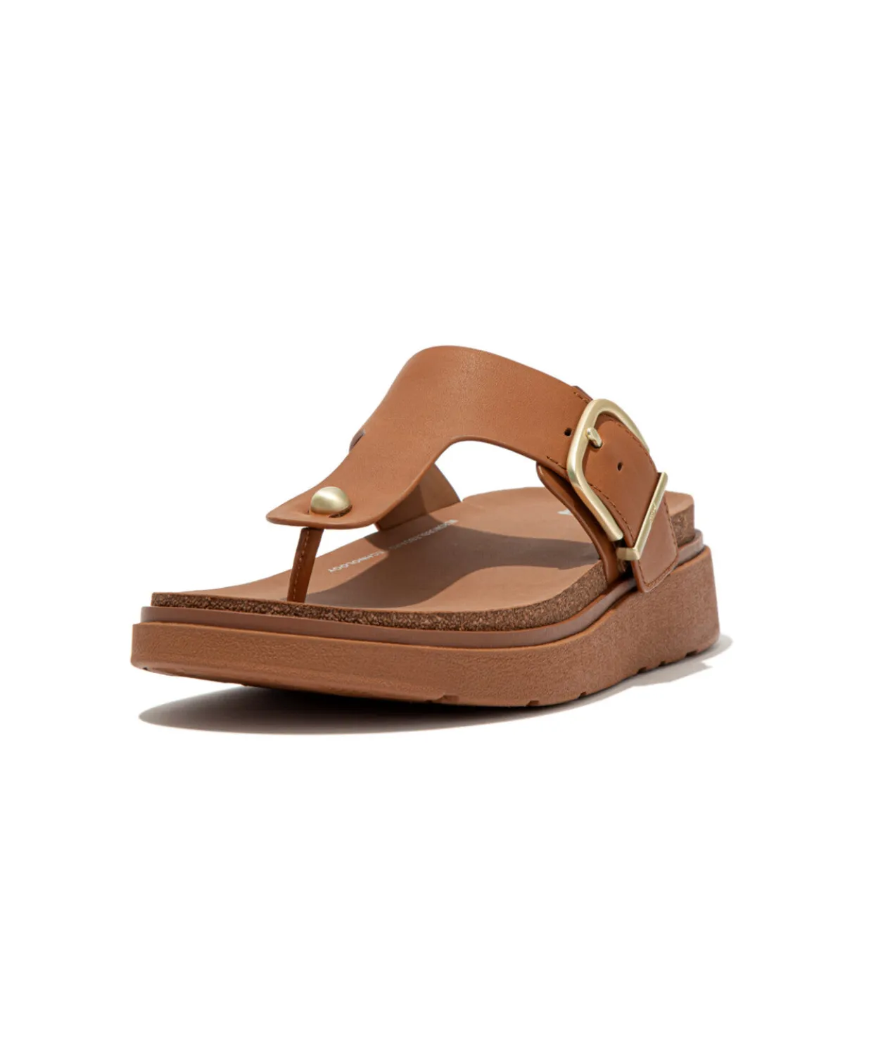 Womens Fitflop Shoes Fitflop Gen-FF Buckle Leather Toe Post Sandal Light Tan