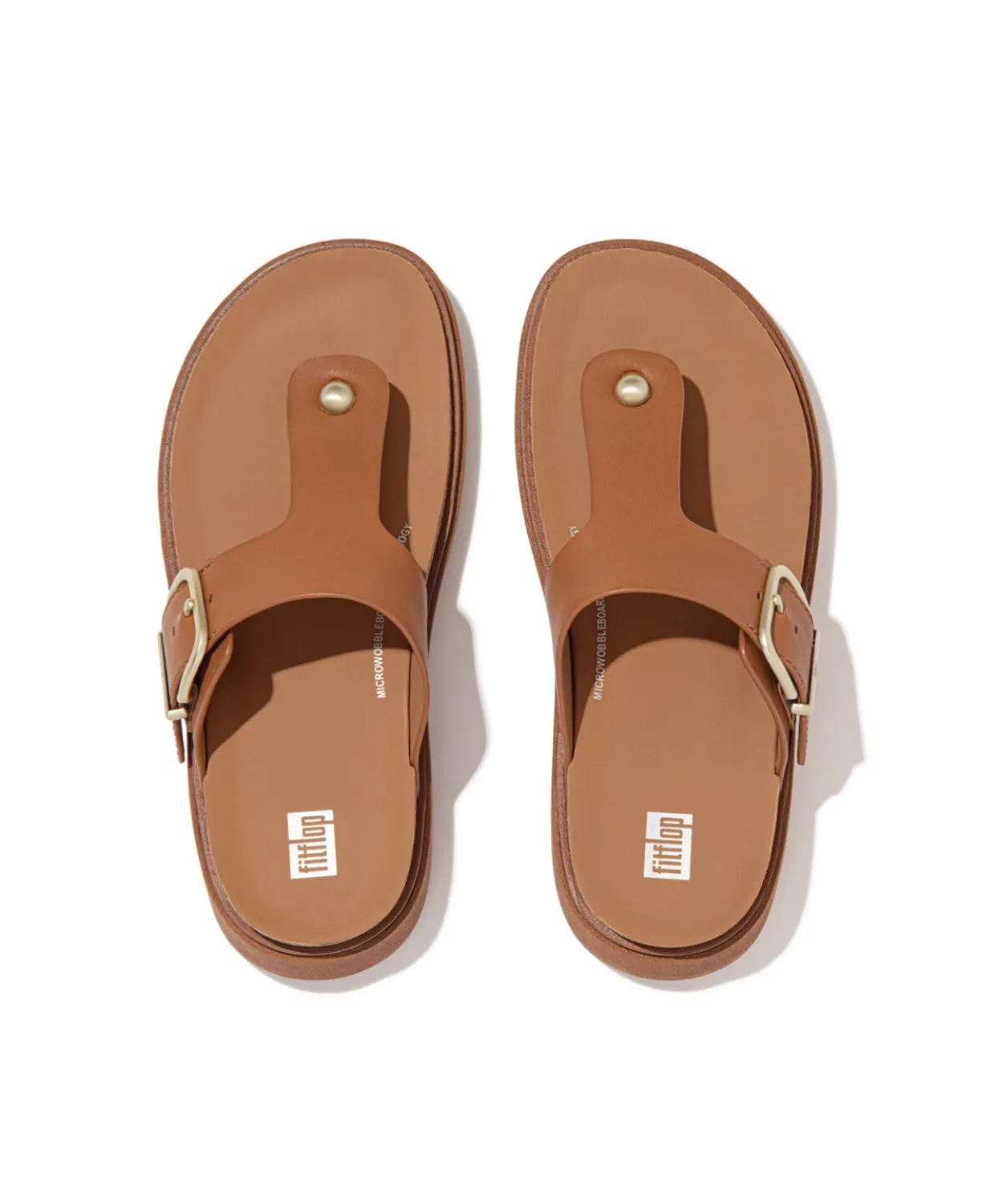 Womens Fitflop Shoes Fitflop Gen-FF Buckle Leather Toe Post Sandal Light Tan