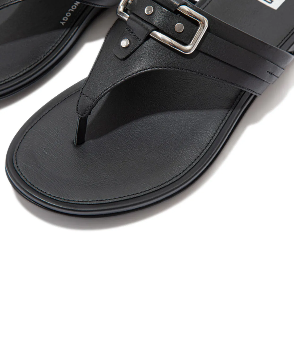 Womens Fitflop Shoes FitFlop Gracie Stud-Buckle Leather Toe Post Sandals Black
