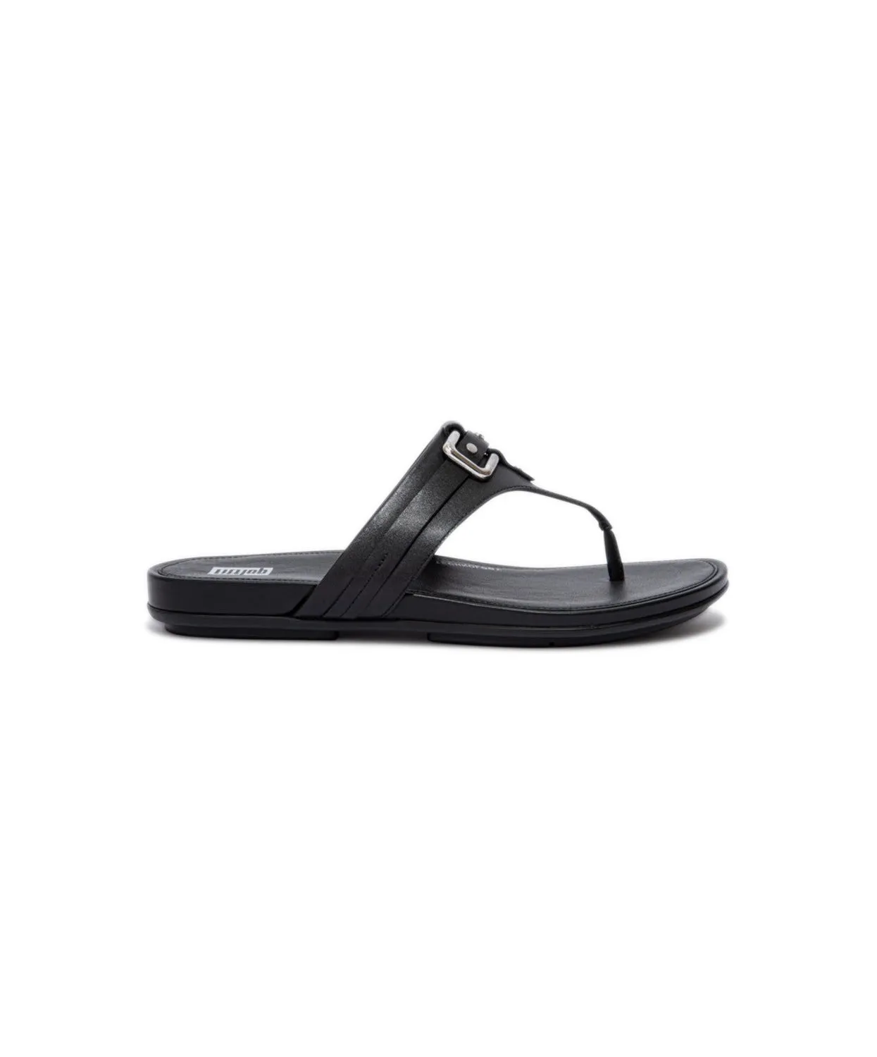 Womens Fitflop Shoes FitFlop Gracie Stud-Buckle Leather Toe Post Sandals Black