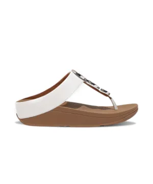 Womens Fitflop Shoes FitFlop Halo Bead Circle Leather Toe Post Sandals White