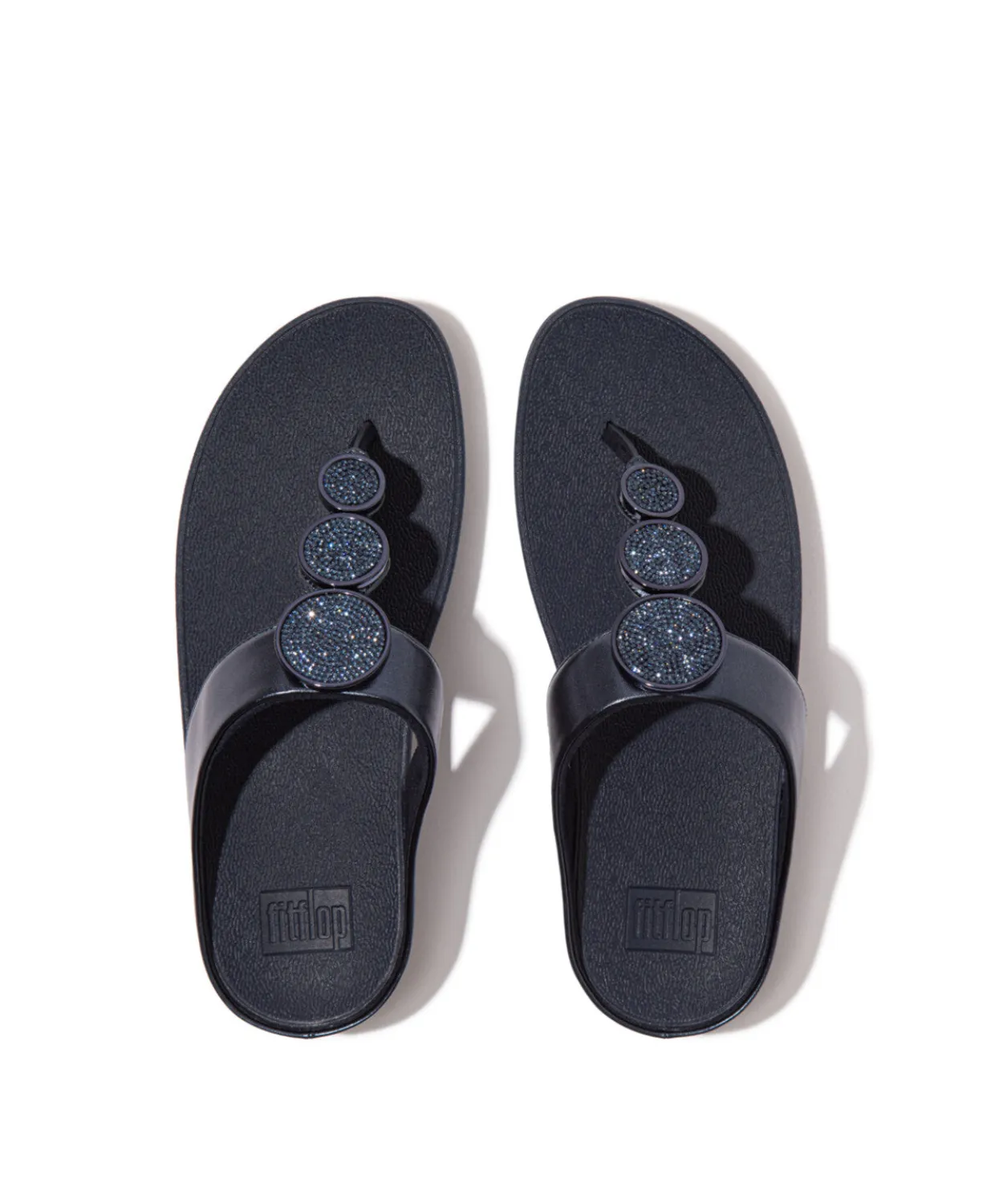 Womens Fitflop Shoes Fitflop Halo Bead Circle Metallic Toe Post Navy