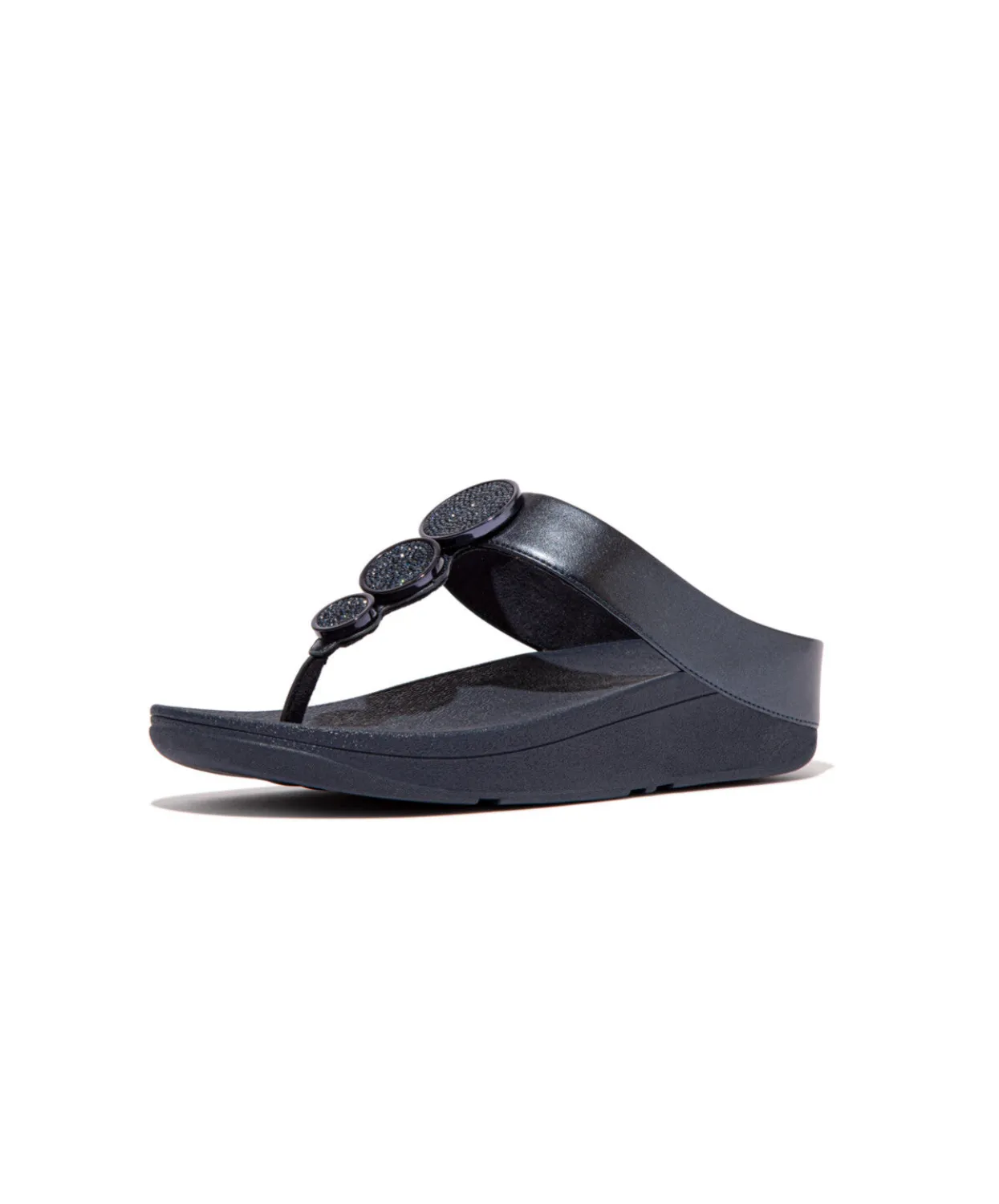 Womens Fitflop Shoes Fitflop Halo Bead Circle Metallic Toe Post Navy
