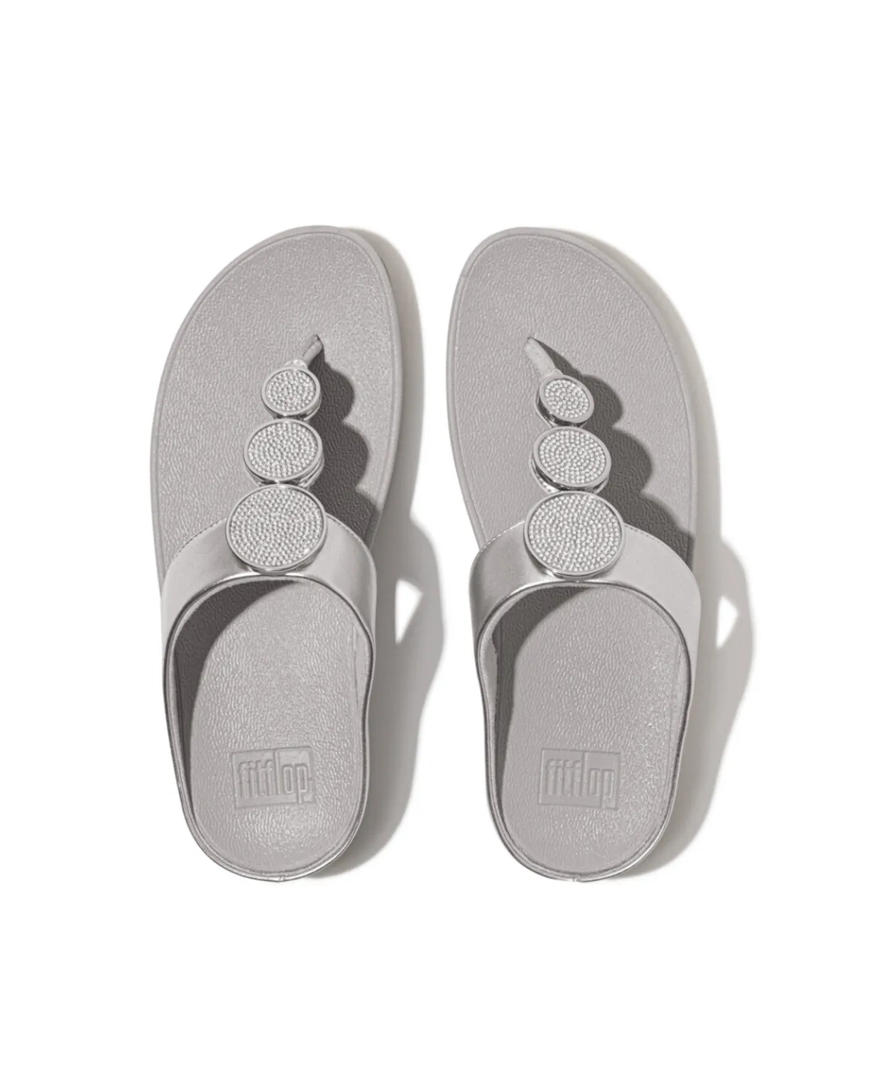 Womens Fitflop Shoes Fitflop Halo Bead Circle Metallic Toe Post Silver