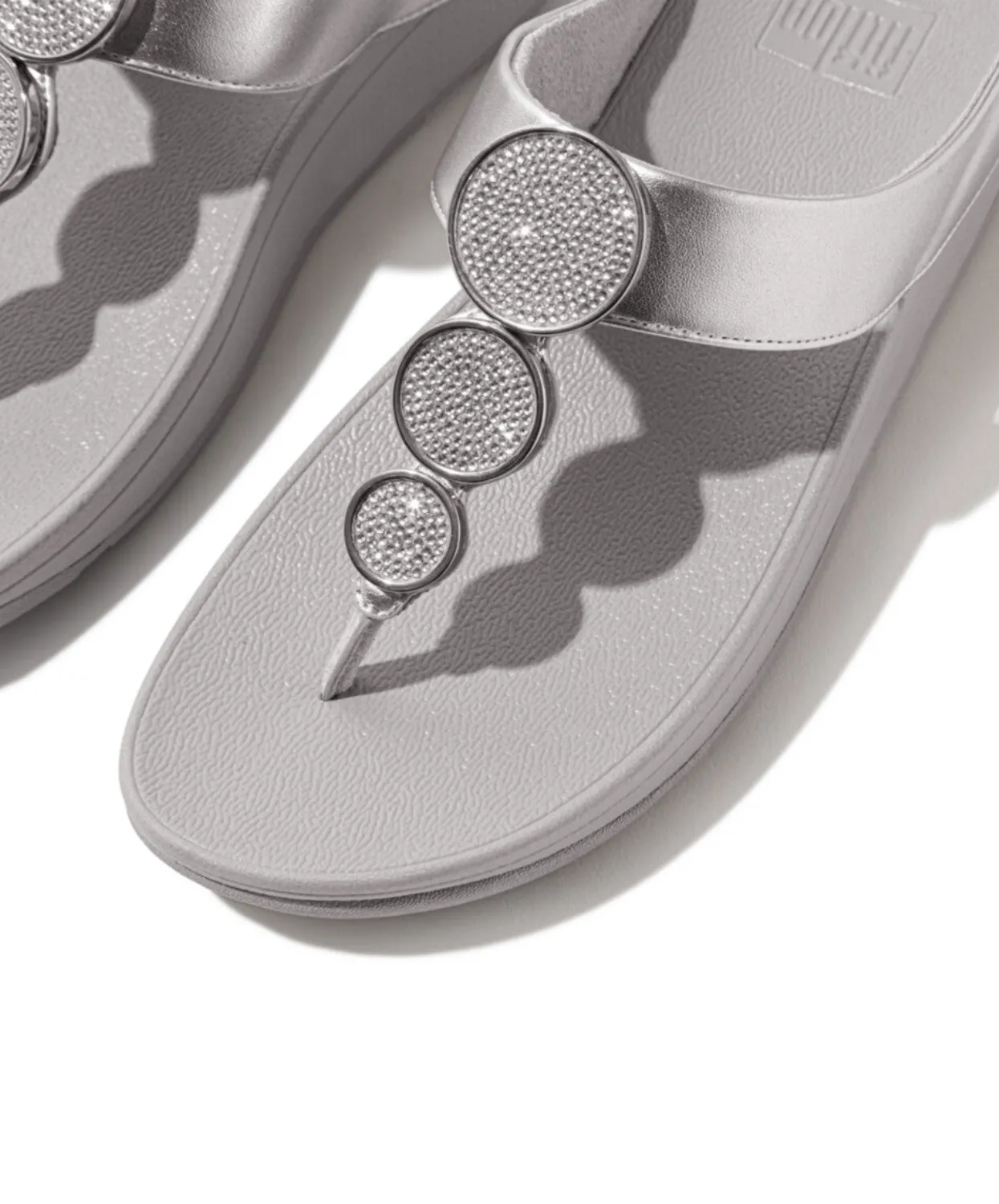 Womens Fitflop Shoes Fitflop Halo Bead Circle Metallic Toe Post Silver