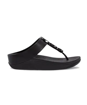 Womens Fitflop Shoes FitFlop Halo Bead Cirlcle Leather Toe Post Black
