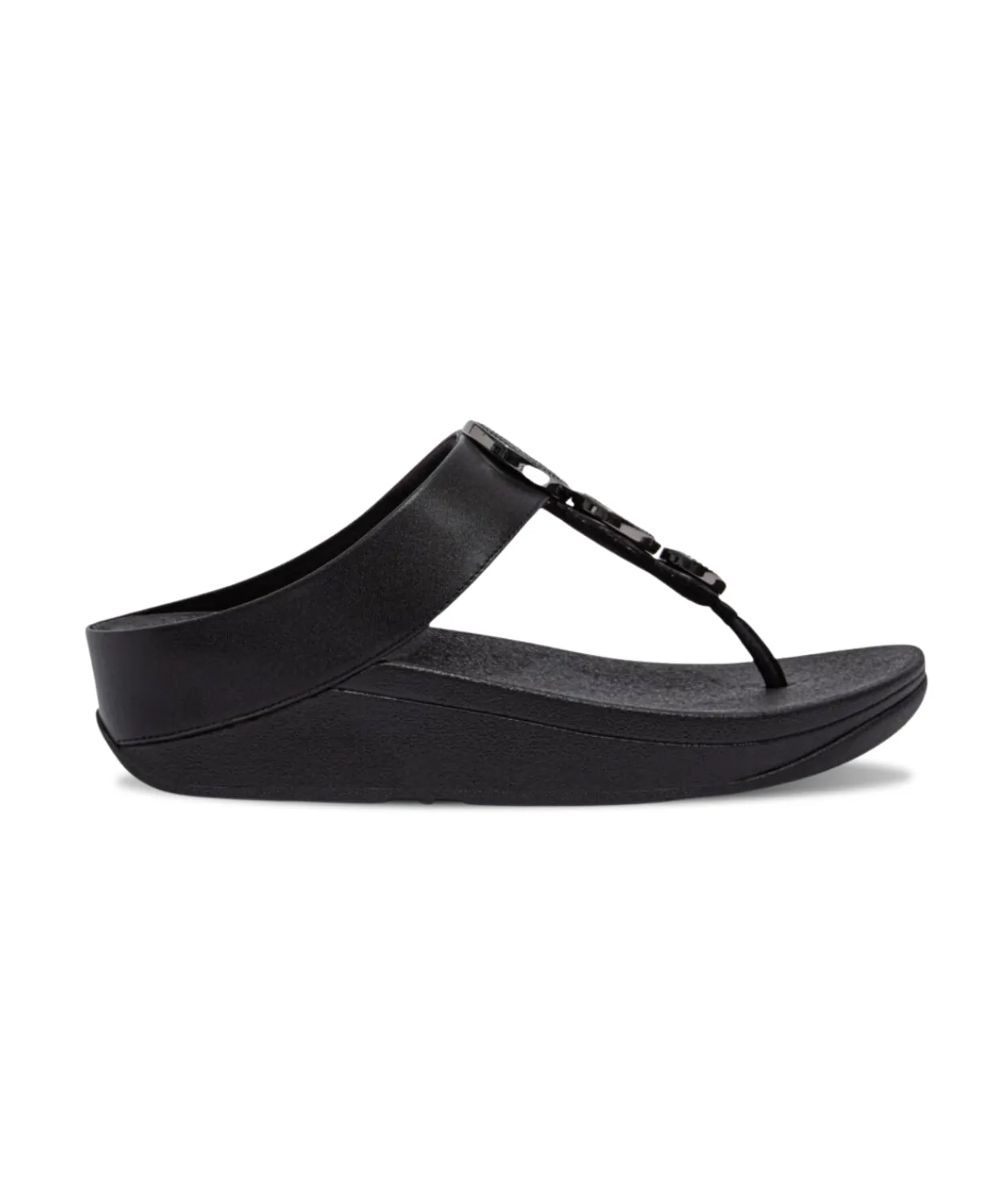 Womens Fitflop Shoes FitFlop Halo Bead Cirlcle Leather Toe Post Black