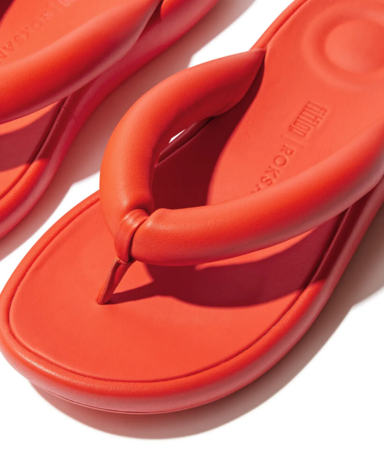 Womens Fitflop Shoes Fitflop IQushion D-Luxe x Roksanda Padded leather Flip Flops Tangerine