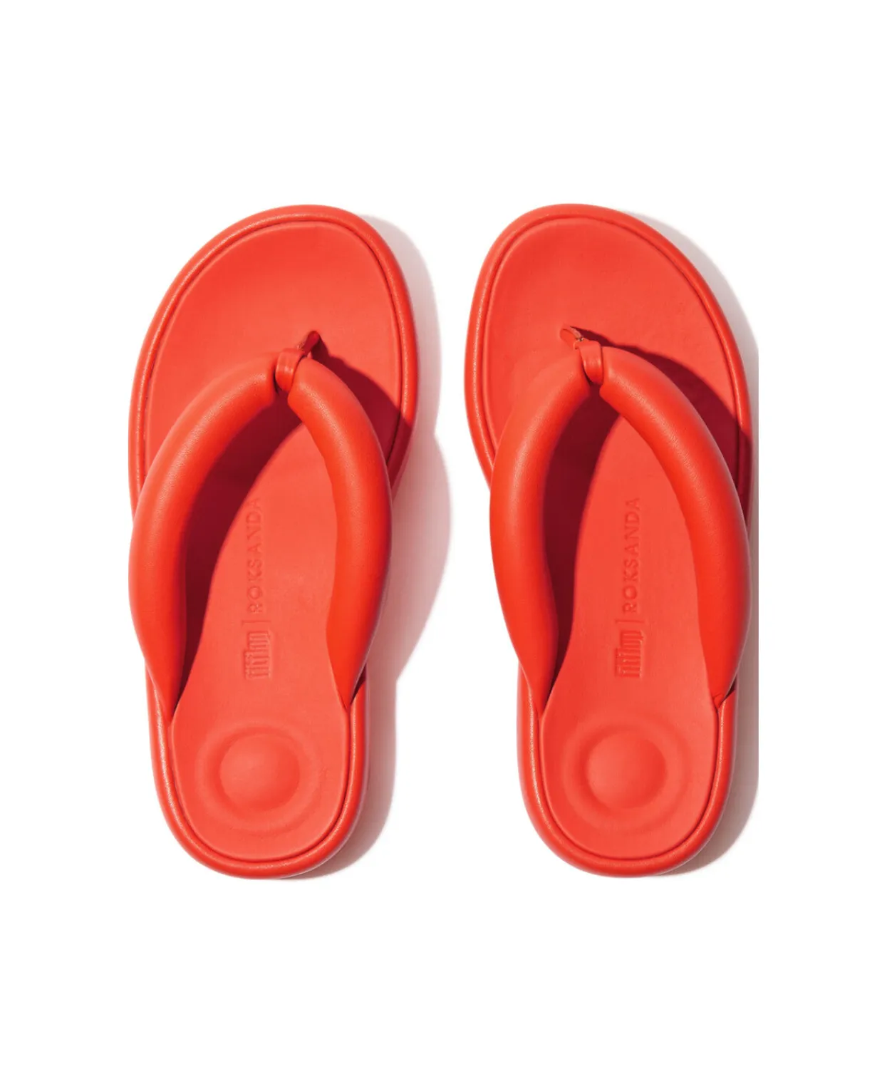 Womens Fitflop Shoes Fitflop IQushion D-Luxe x Roksanda Padded leather Flip Flops Tangerine