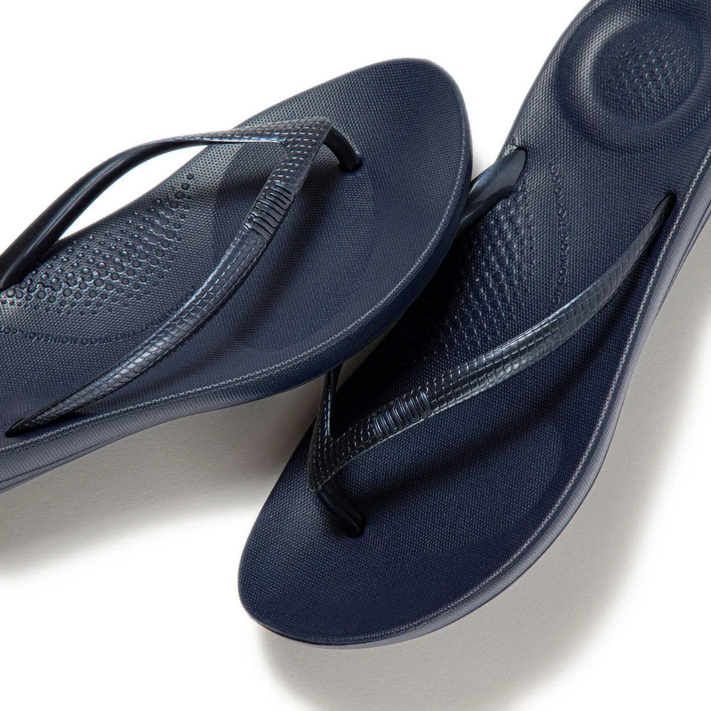 Womens Fitflop Shoes FitFlop iQushion Ergonomic Thongs Navy