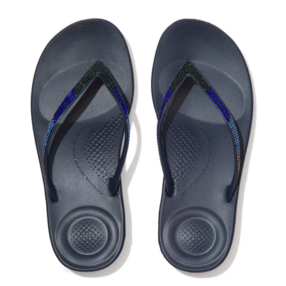 Womens Fitflop Shoes FitFlop iQushion Ombre Sparkle Thongs Navy