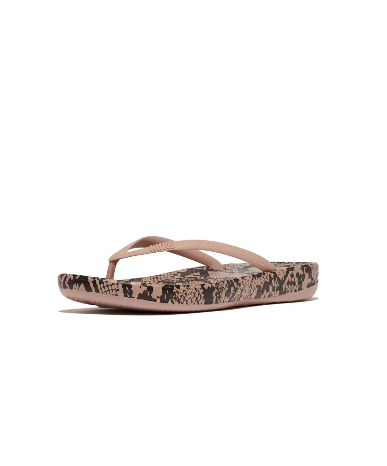 Womens Fitflop Shoes Fitflop iQushion Snake Print Thongs Beige
