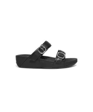 Womens Fitflop Shoes FitFlop Lulu Adjustable Leather Slides Black