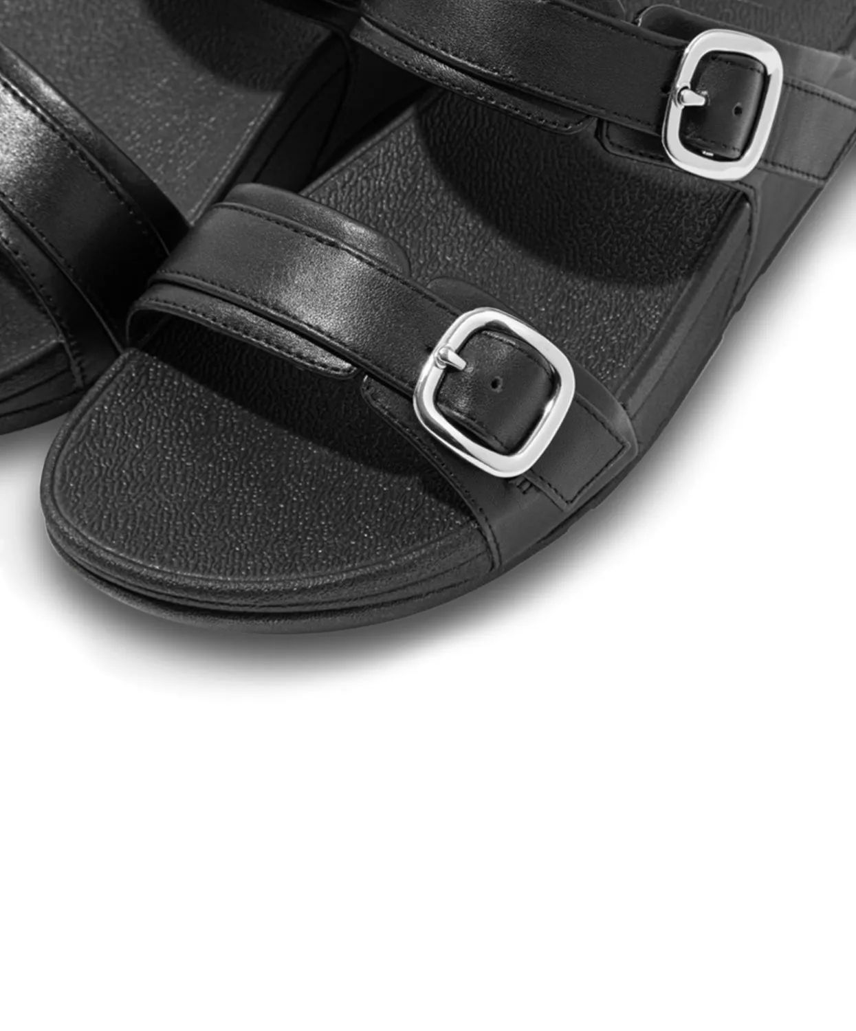 Womens Fitflop Shoes FitFlop Lulu Adjustable Leather Slides Black