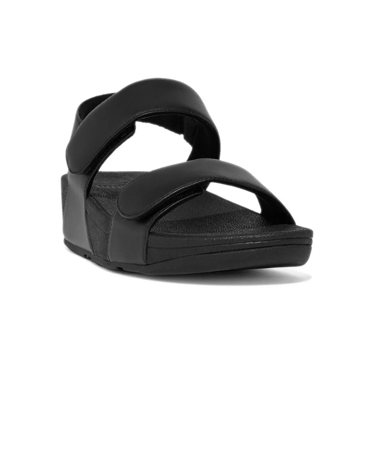 Womens Fitflop Shoes FitFlop Lulu Adjustable Velcro Leather Black Back-Strap