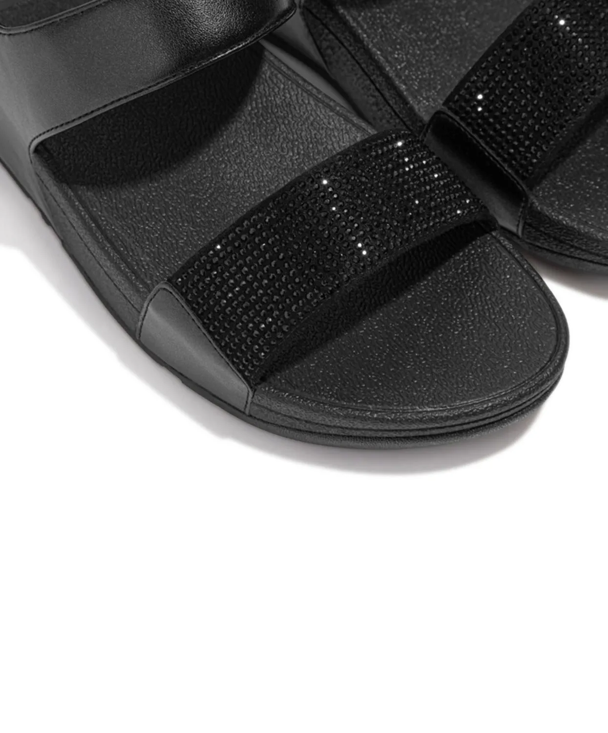 Womens Fitflop Shoes FitFlop Lulu Crystal Embellished Back-Strap Sandals Black