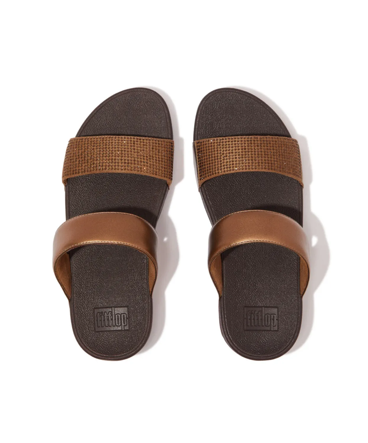 Womens Fitflop Shoes Fitflop Lulu Crystal Embellished Slides Bronze