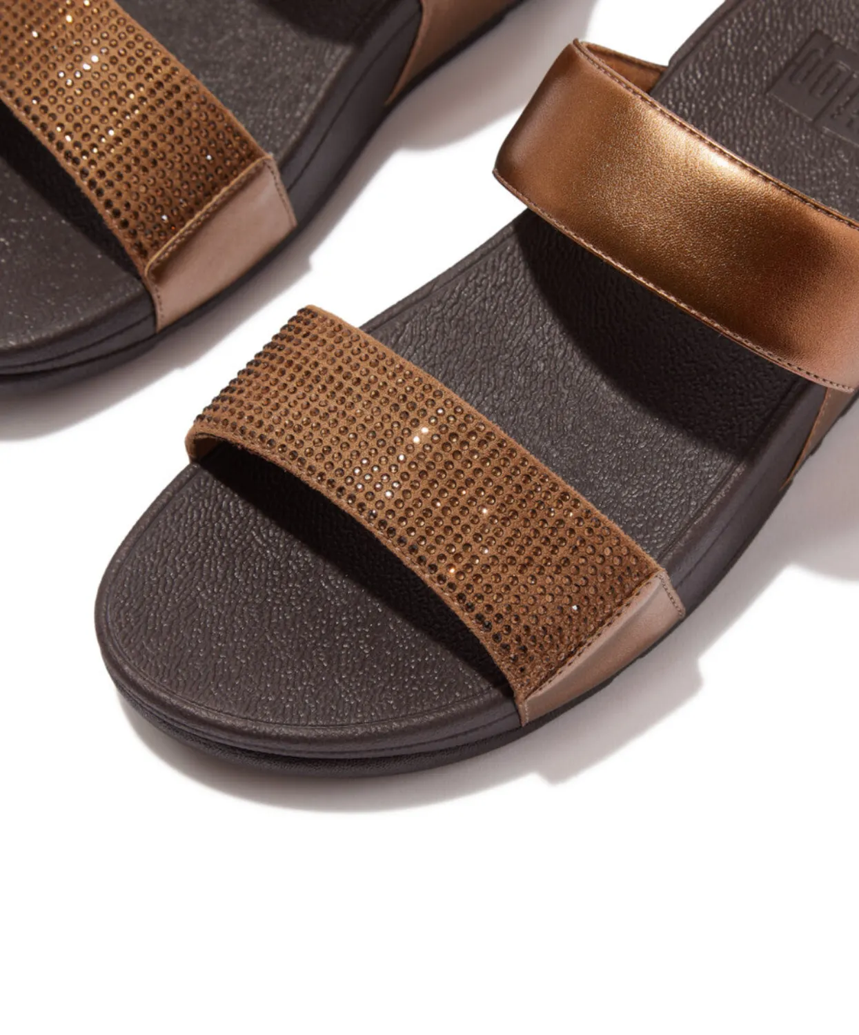 Womens Fitflop Shoes Fitflop Lulu Crystal Embellished Slides Bronze