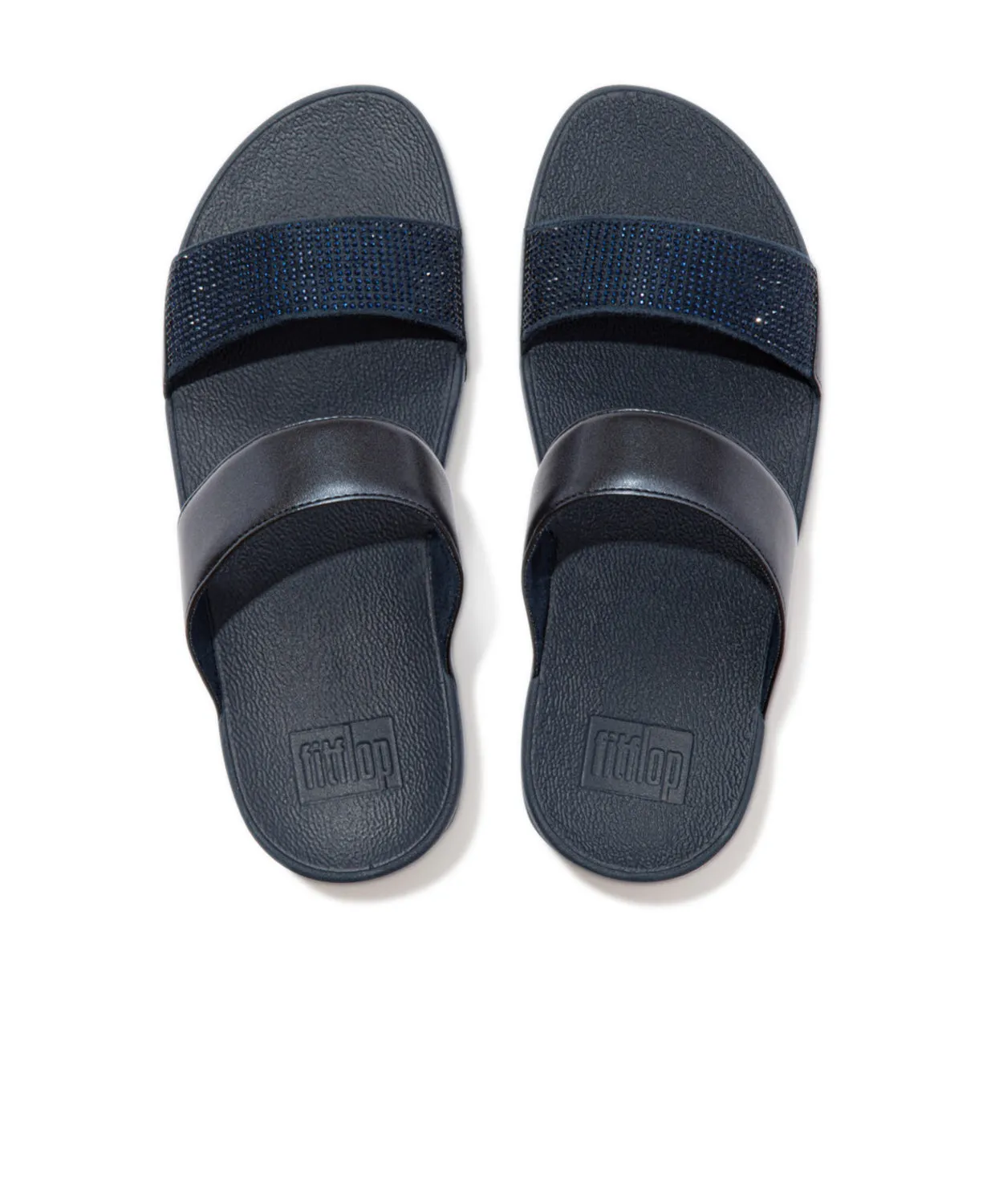 Womens Fitflop Shoes FitFlop Lulu Crystal Embellished Slides Navy